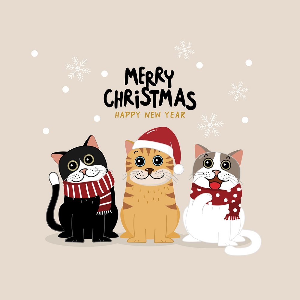 Christmas Cats Fabric Panel - Multi