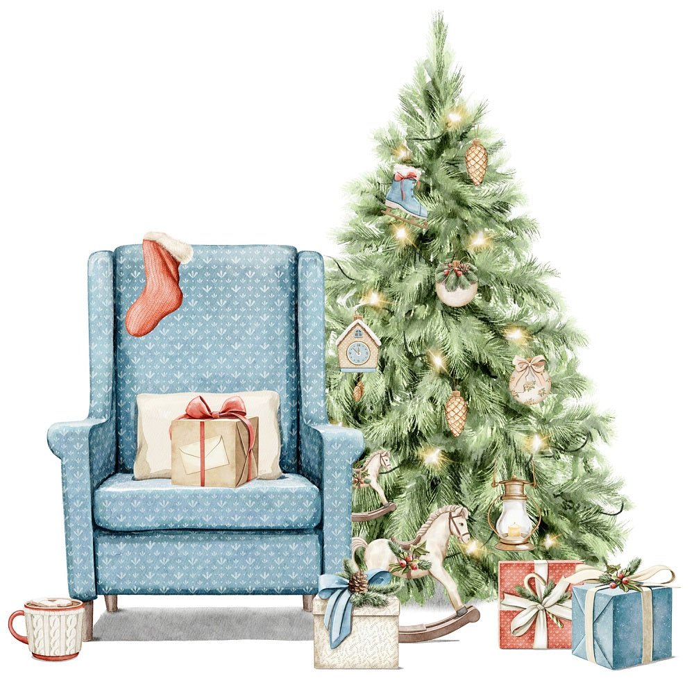 Christmas Little Critters Scene #1 Fabric Panel