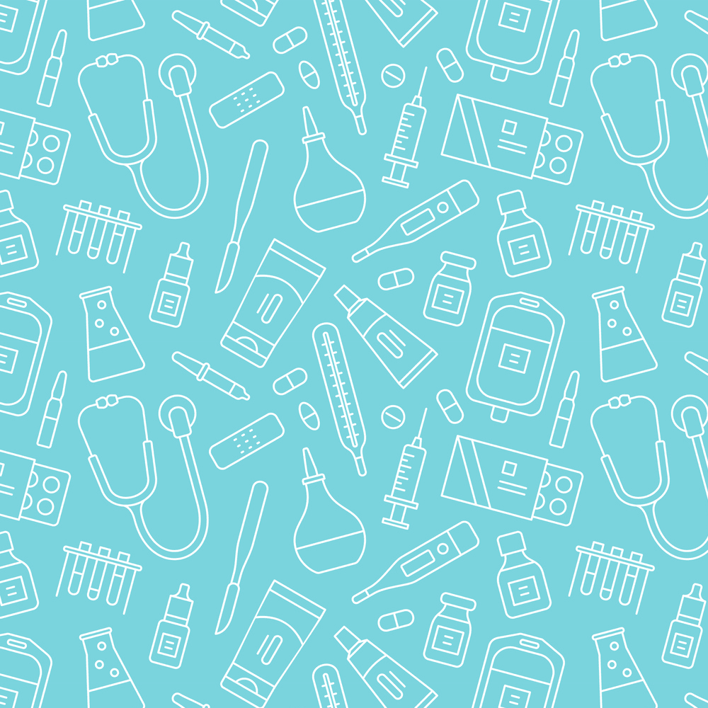 Tools Of Health Care Fabric - Blue