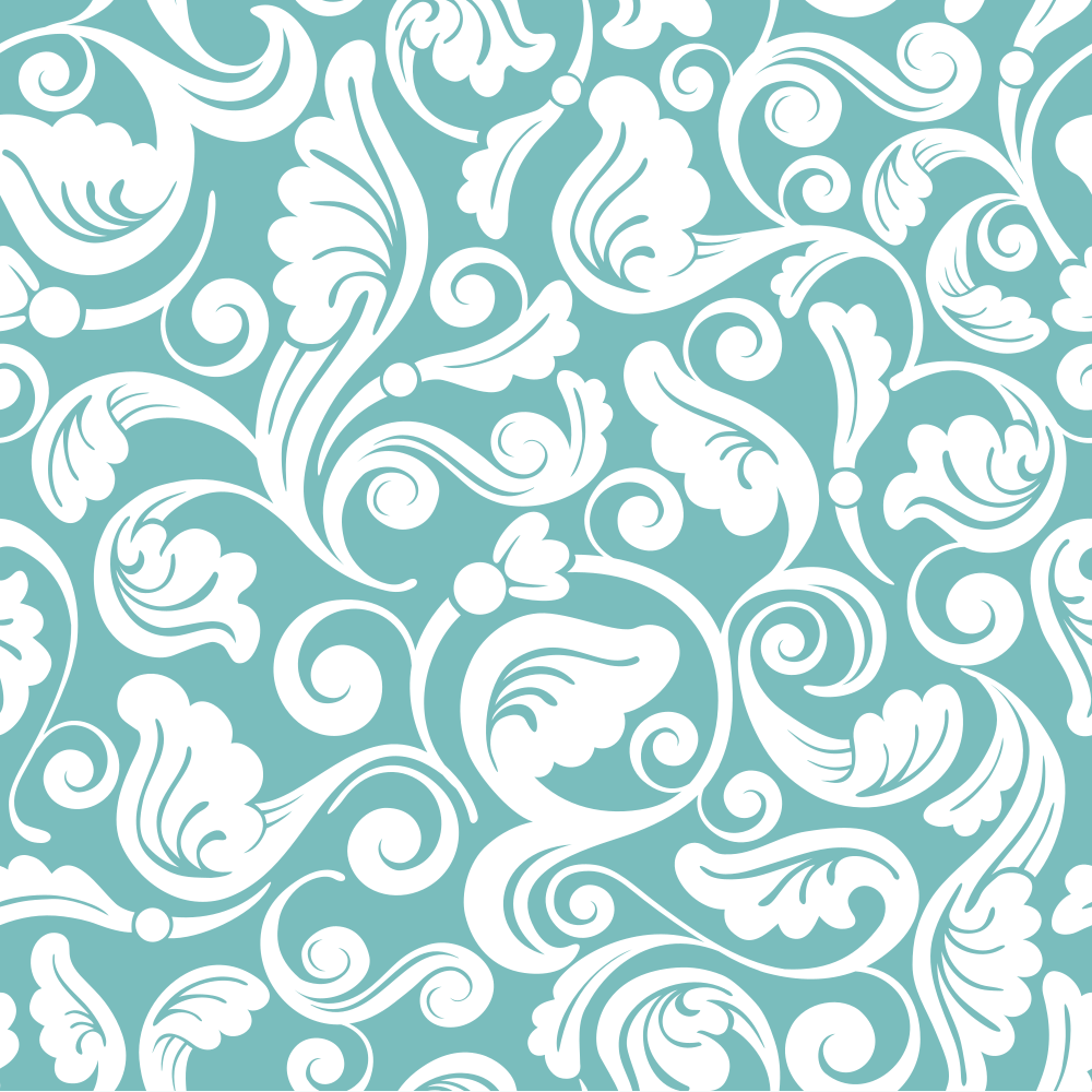 White Chic Elegance Floral Fabric - Cornflower