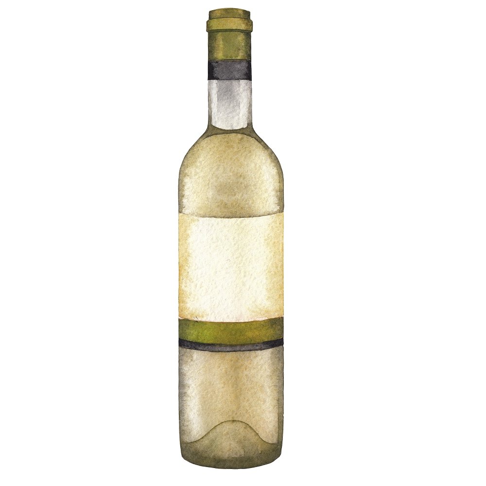 White Wine Bottle Fabric Panel - Variation 2