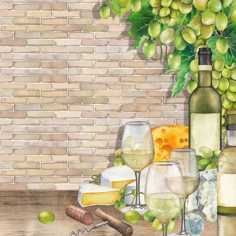 White Wine Garden Party Fabric Panel