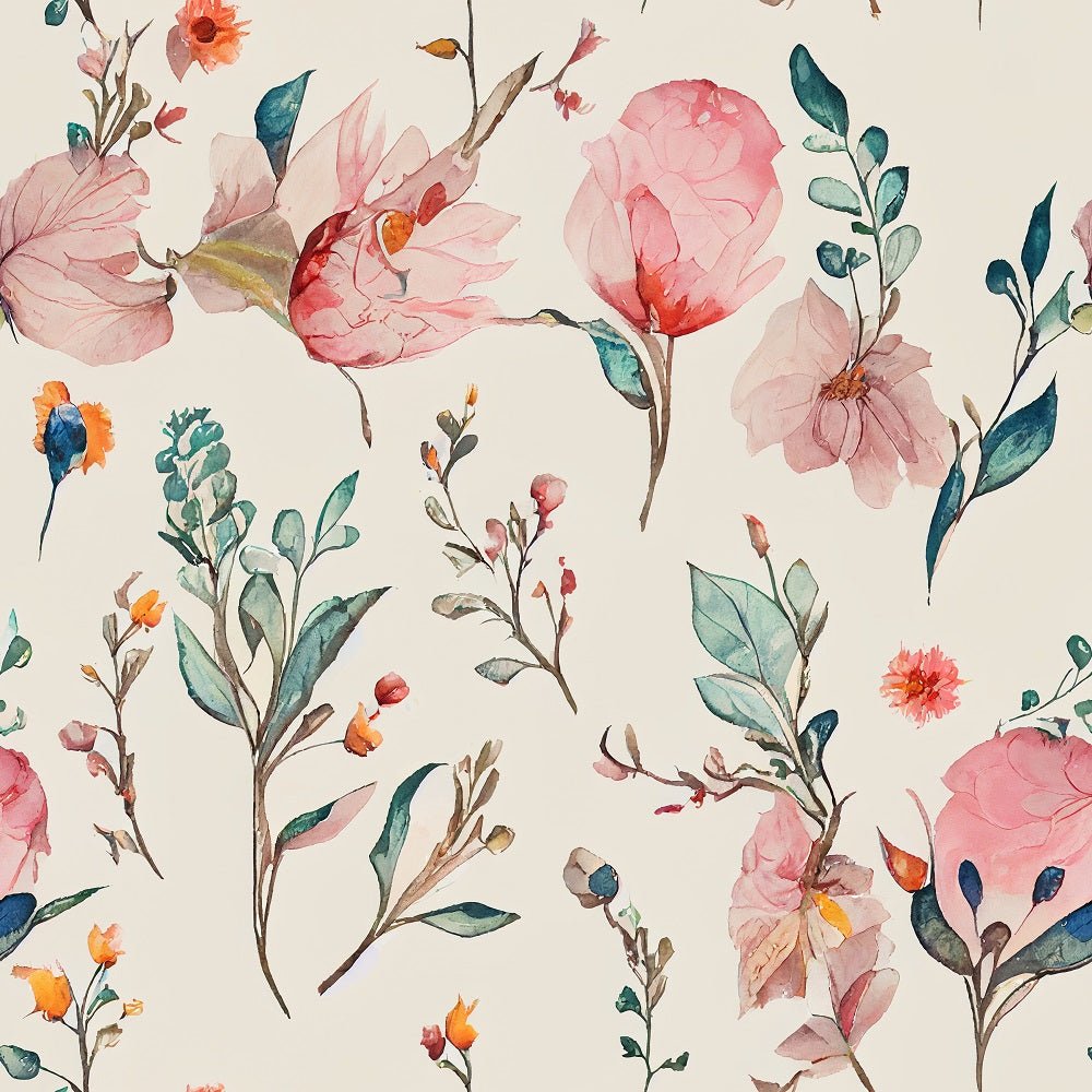 Watercolor Vintage Floral Pattern #3 Fabric