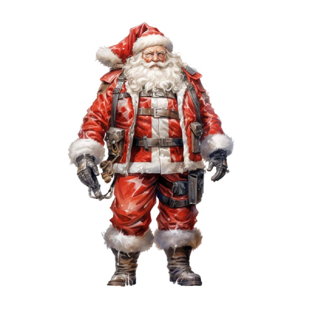 Watercolor Vintage Santa in Winter Gear Fabric Panel