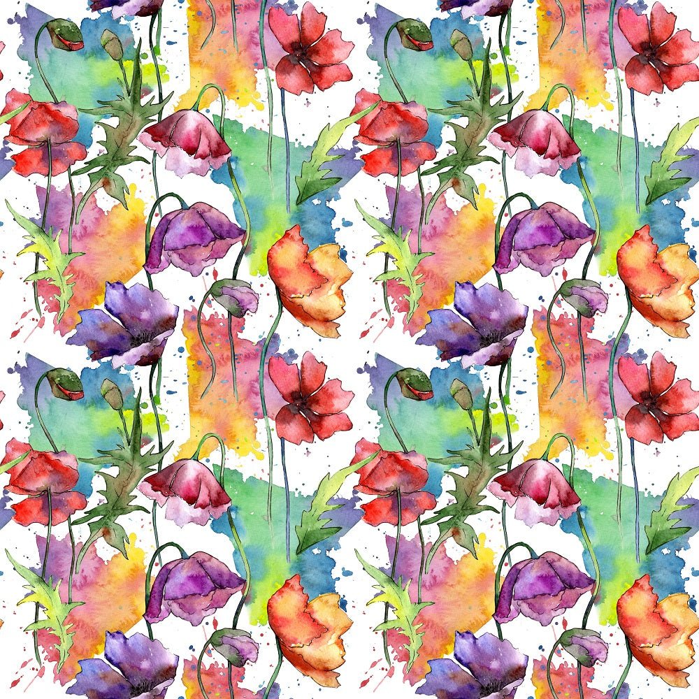 Watercolor Wildflower Poppy #2 Fabric