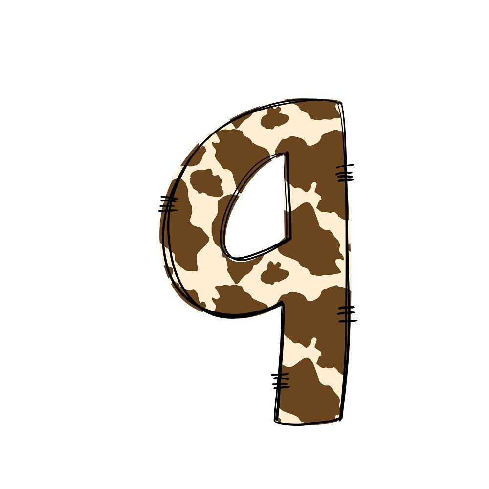 Western Cowboy ''9'' Cow Print Fabric Panel