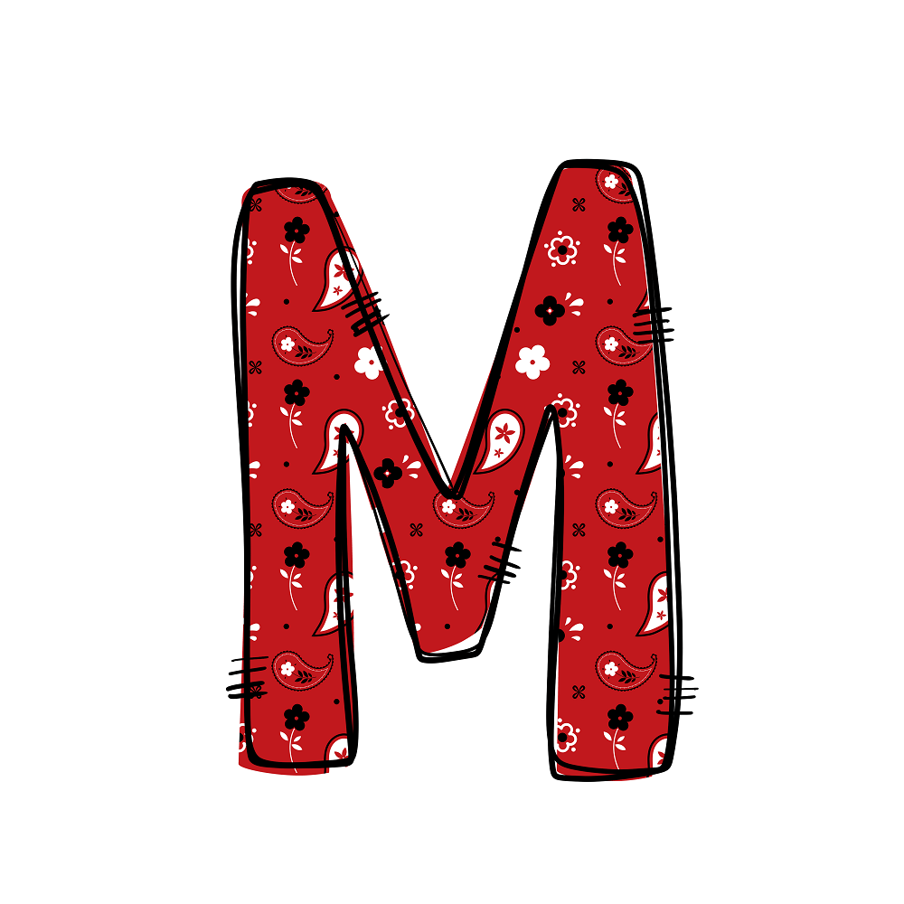 Western Cowboy ''M'' Paisley Fabric Panel