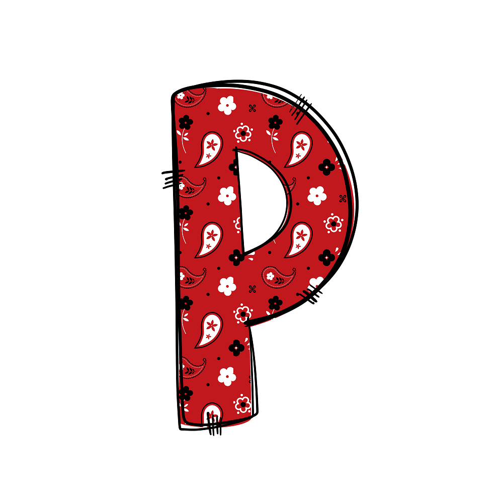 Western Cowboy ''P'' Paisley Fabric Panel