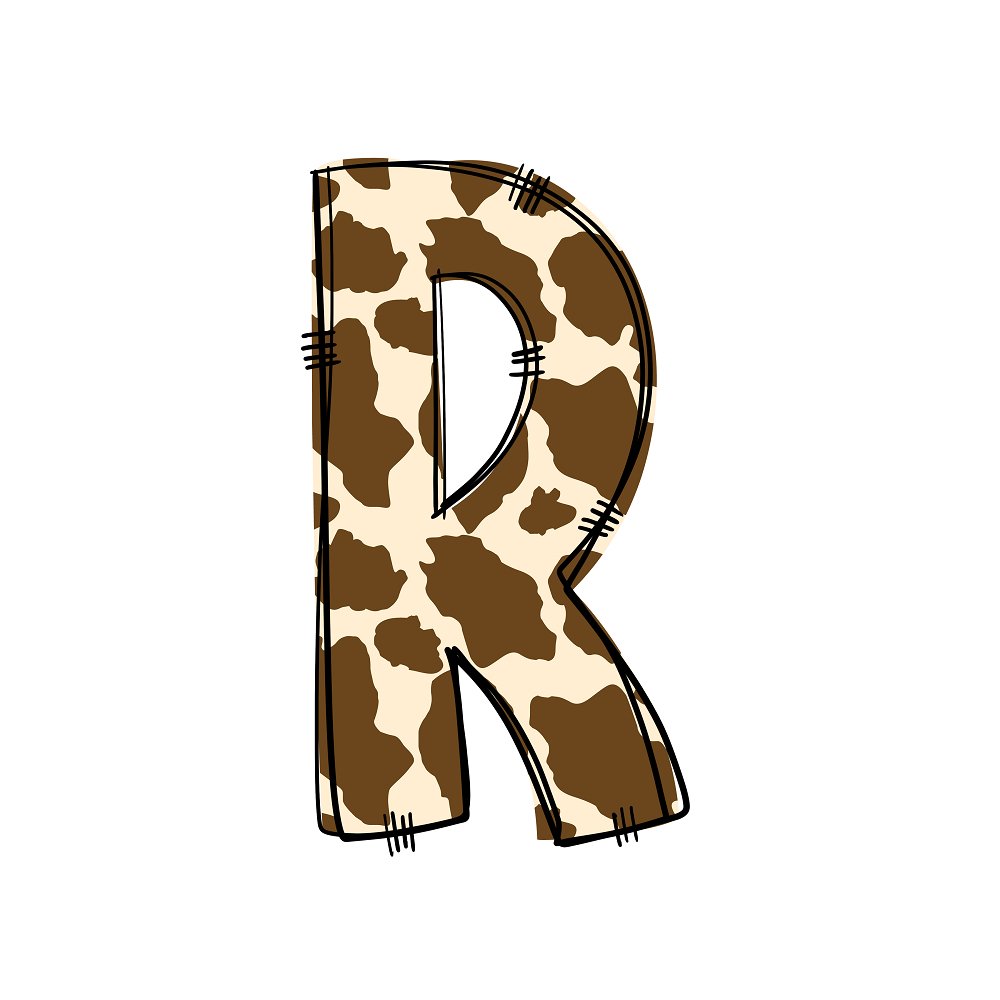 Western Cowboy ''R'' Cow Print Fabric Panel