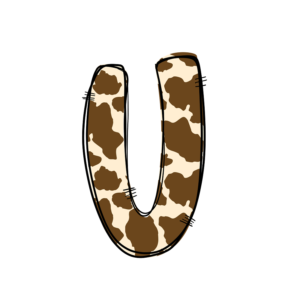 Western Cowboy ''U'' Cow Print Fabric Panel