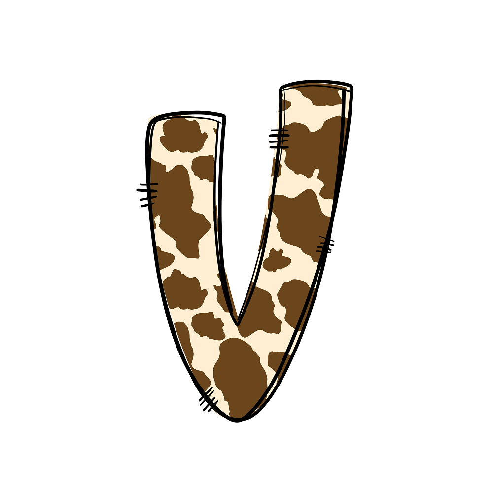 Western Cowboy ''V'' Cow Print Fabric Panel