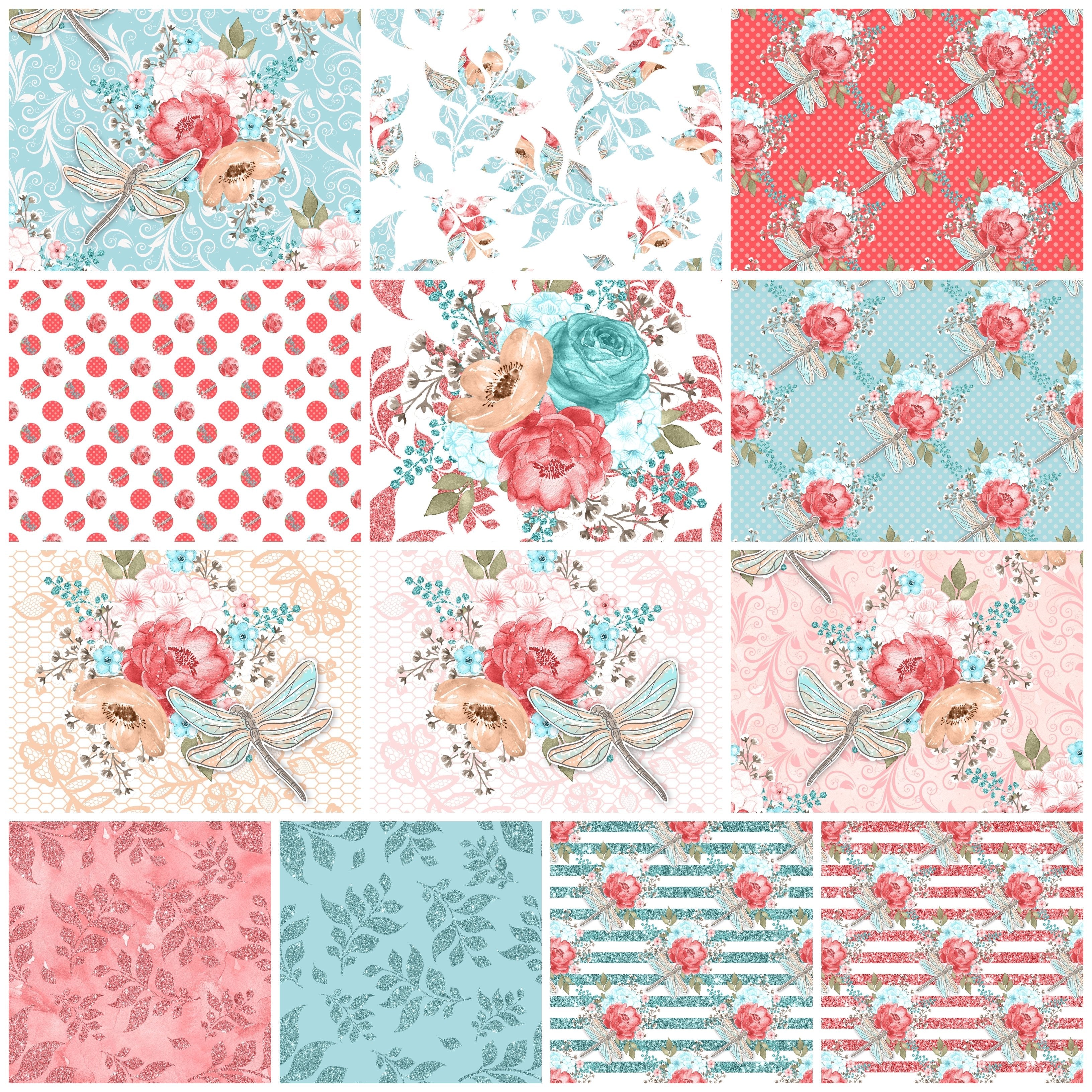 Sweet Dragonfly Fabric Collection - 1/2 Yard Bundle
