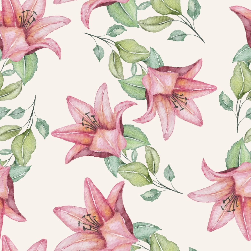 Watercolor Tiger Lilies Fabric