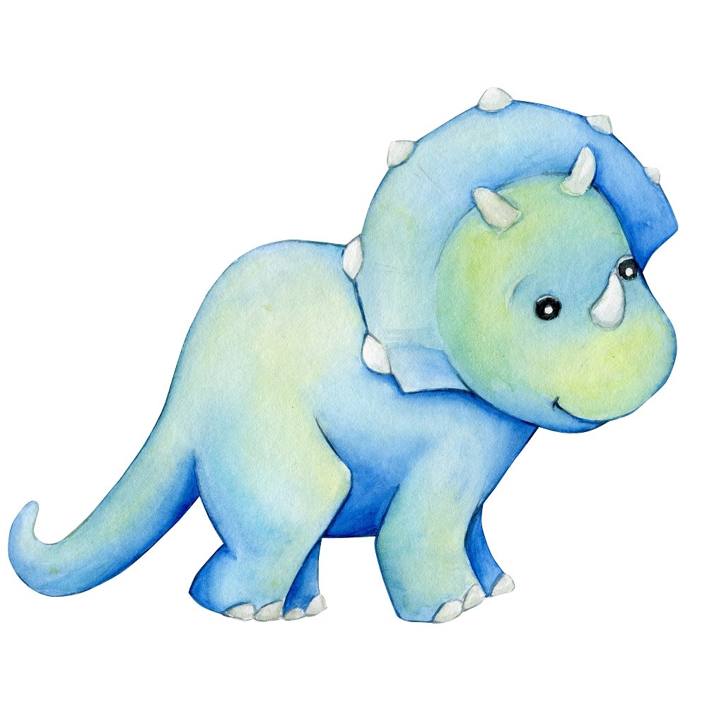 Watercolor Triceratops Fabric Panel