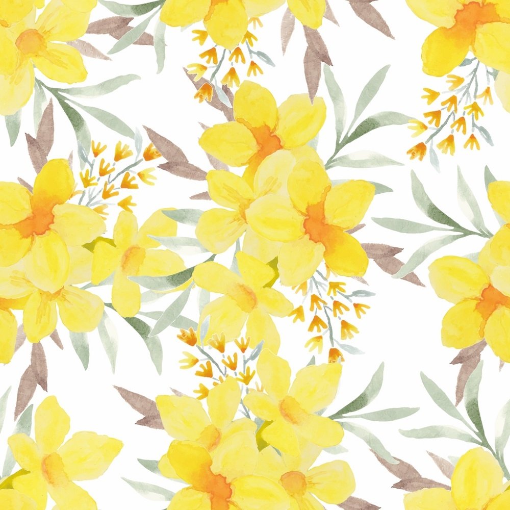 Watercolor Tropical Alamanda Fabric