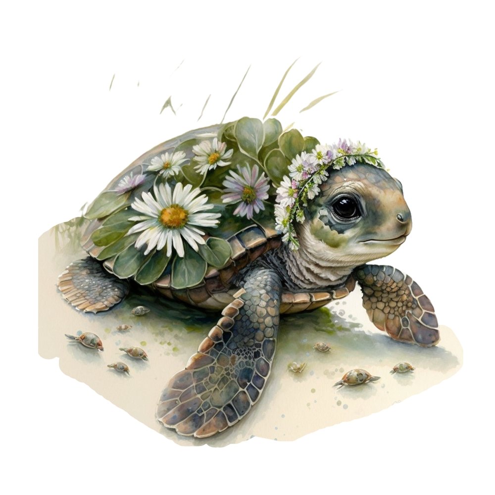 Watercolor Turtles #3 Fabric Panel