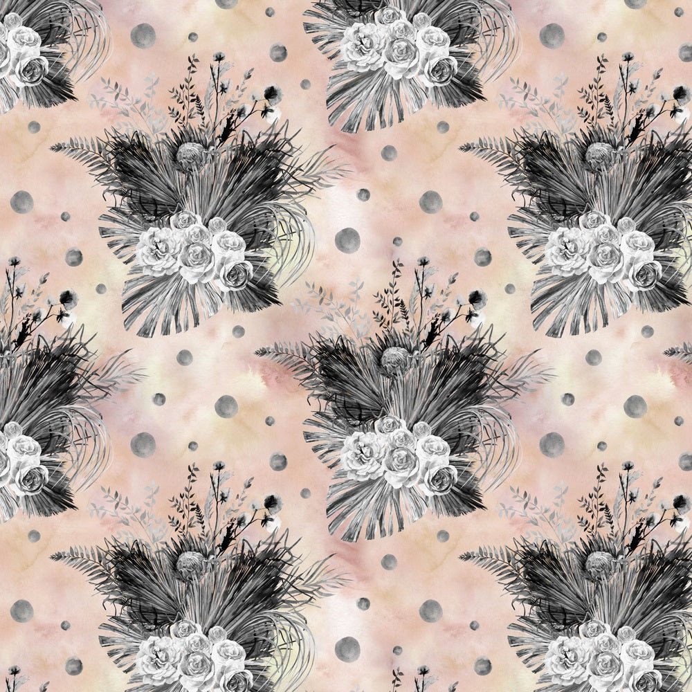 Watercolor Vintage Black & White Fabric