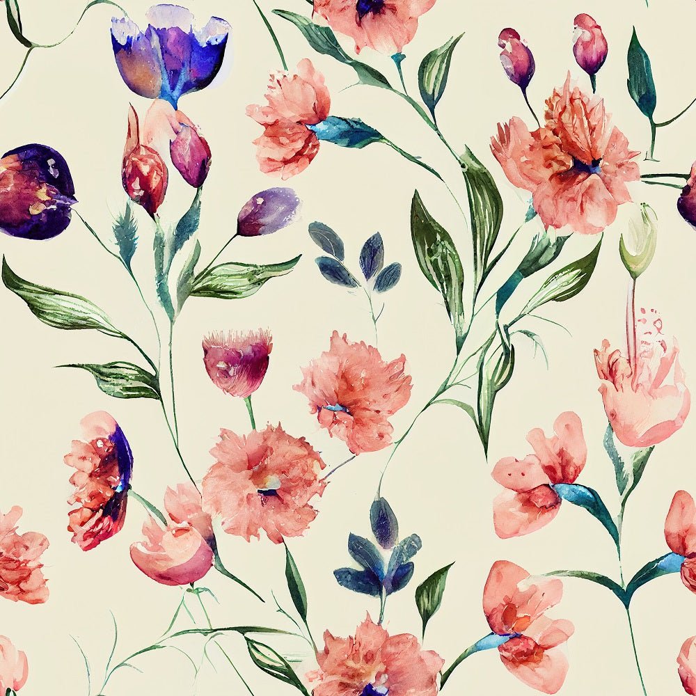 Watercolor Vintage Floral Pattern #5 Fabric