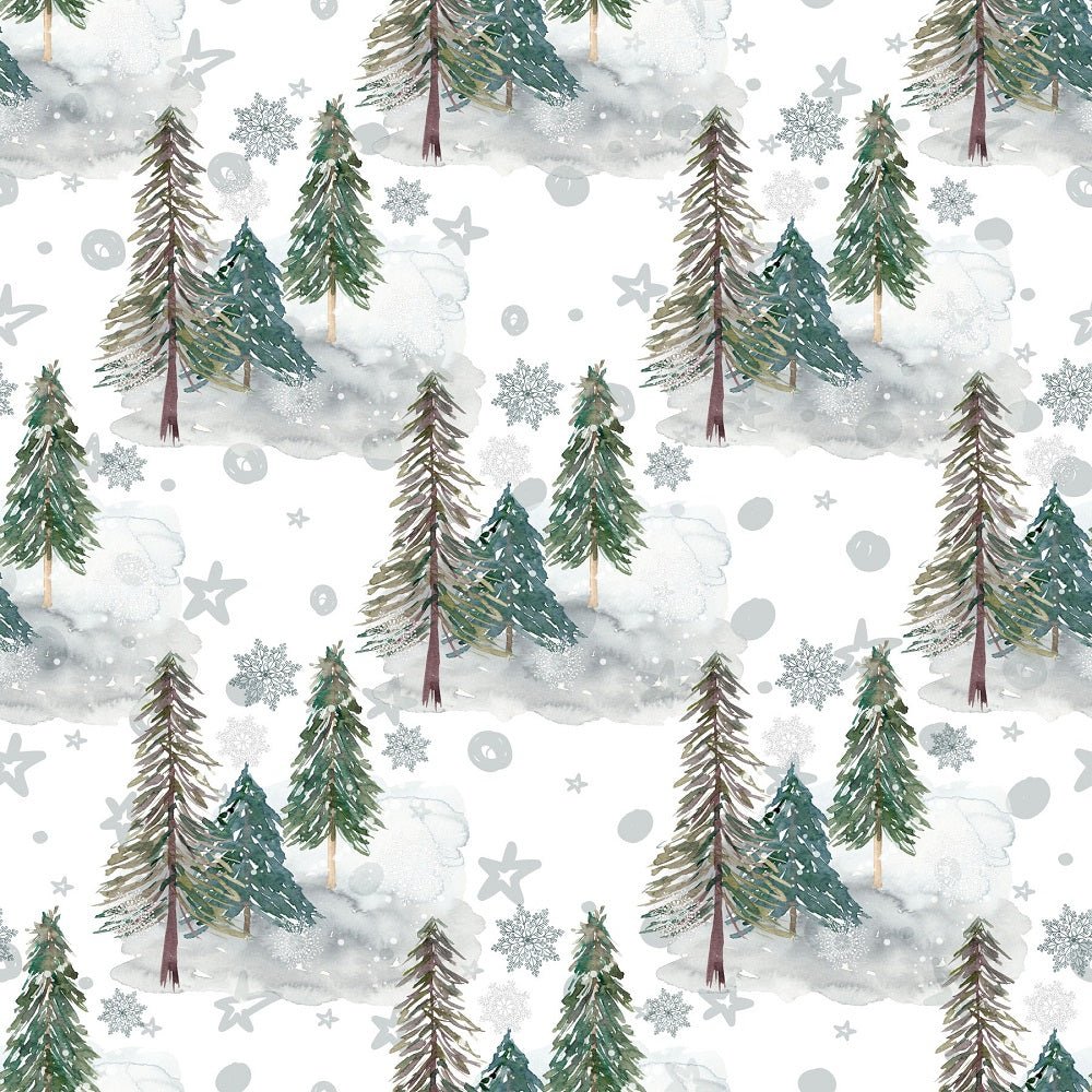 Winter Dreams Forest Fabric - White