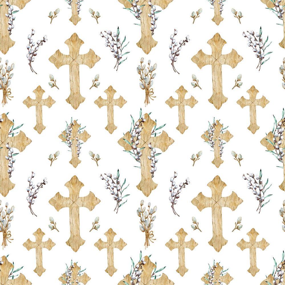 Wooden Crosses Wrapped in Flowers Fabric