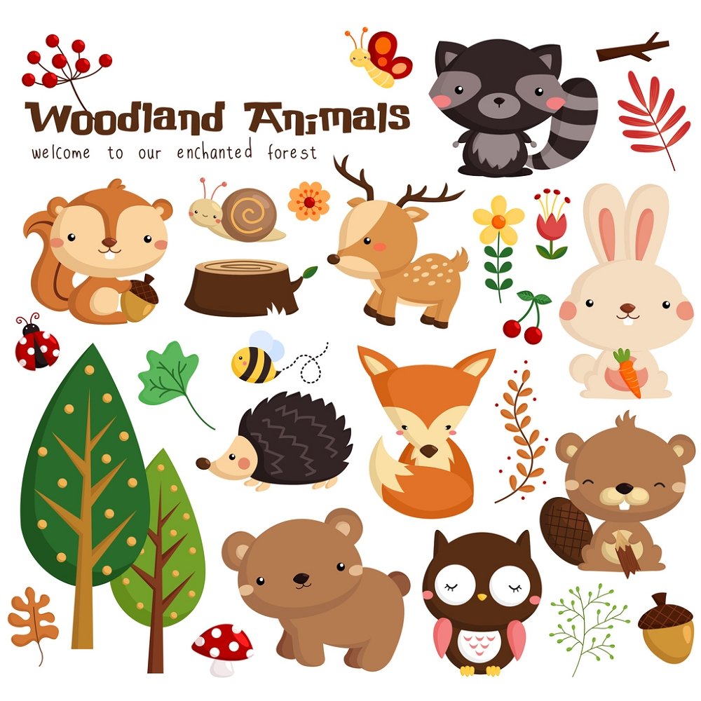 Woodland Animals Fabric Panel - Multi