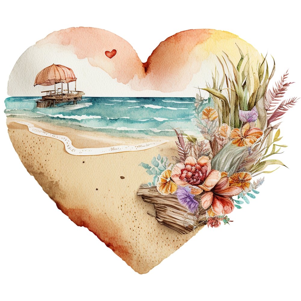 Sunnet Beach Heart #6 Fabric Panel