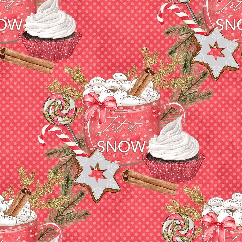 Watercolor Sweet Christmas Pattern #3 Fabric