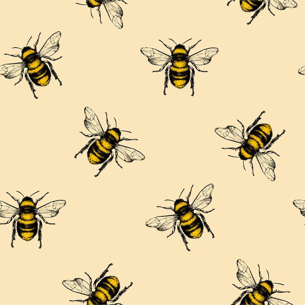 Wing Spread Honey Bees Fabric - Yellow