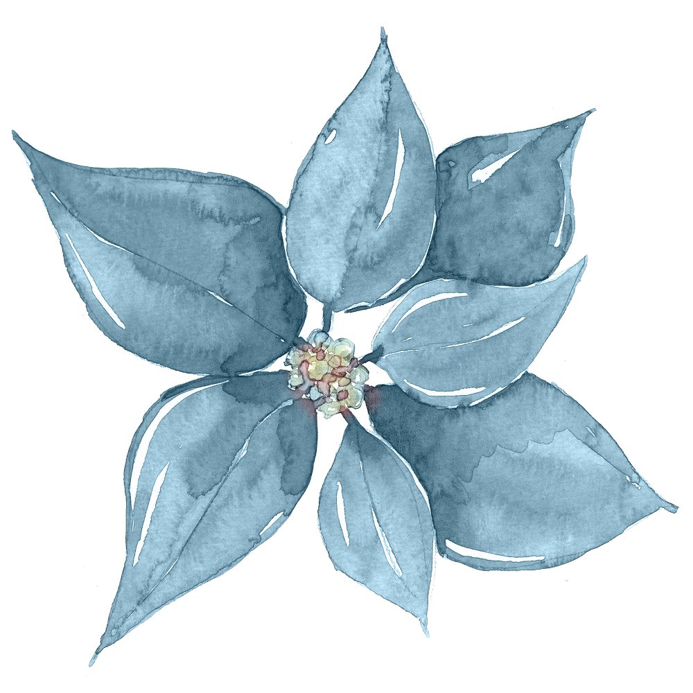 Winter Animals Flower Fabric Panel - Blue