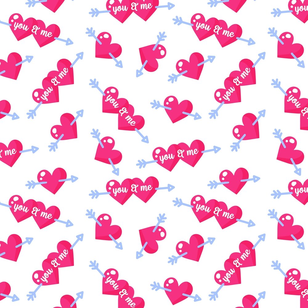 You & Me Cartoon Hearts Fabric