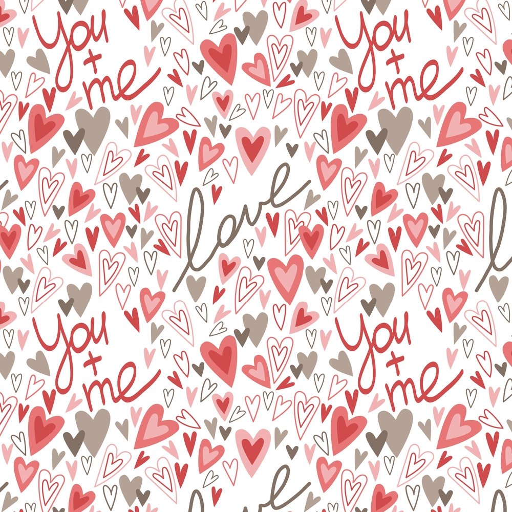 You & Me Packed Heart Fabric