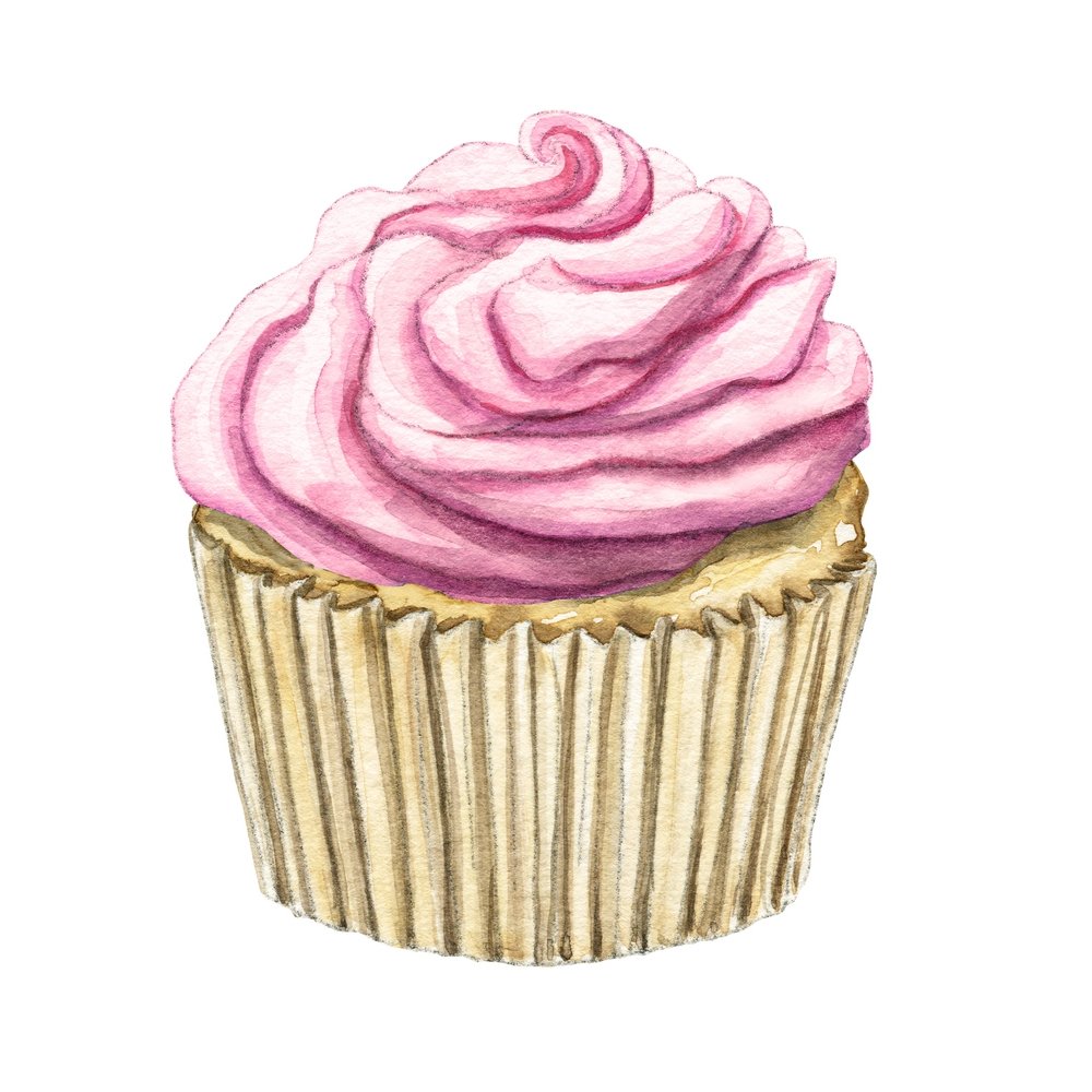 Sweet Cupcake Fabric Panel - Pink
