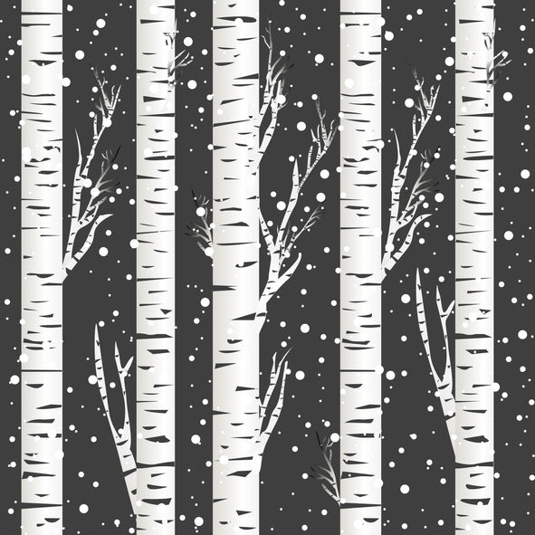 Winter Birch Trees Fabric