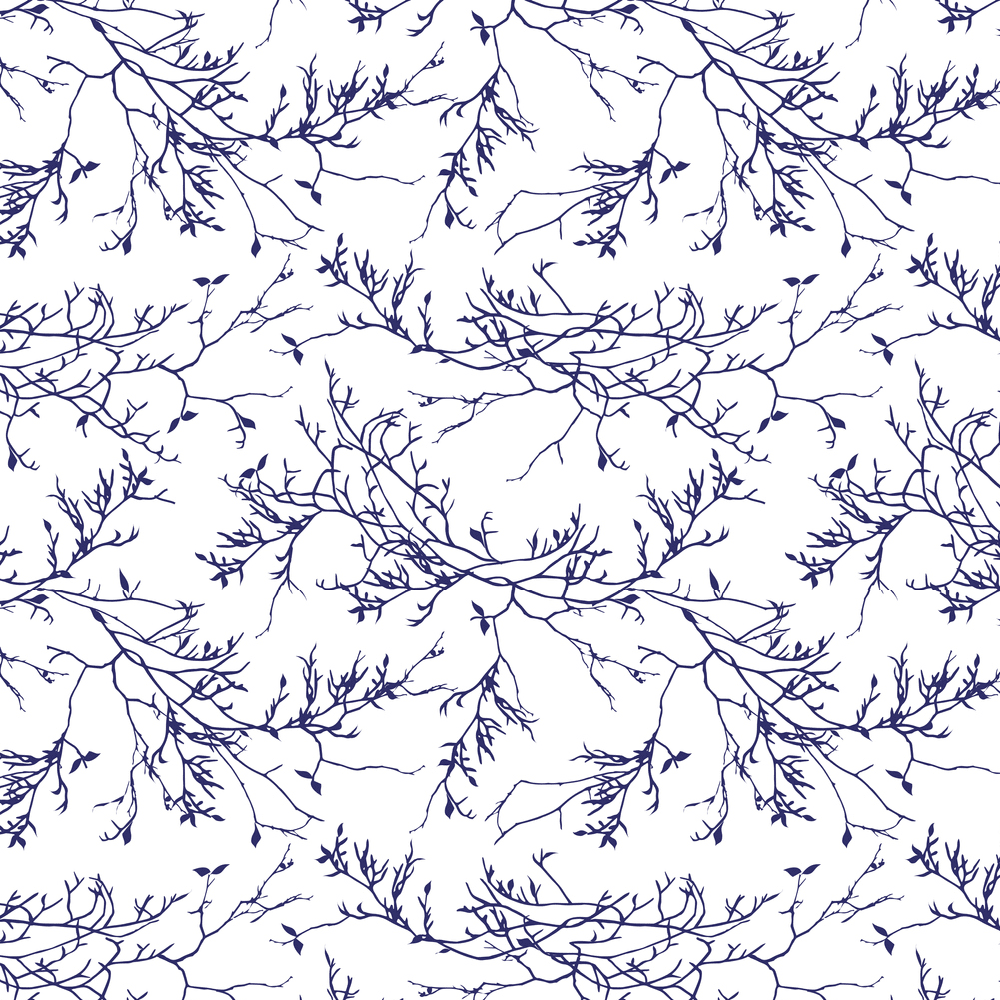 Winter Branches Fabric - Navy