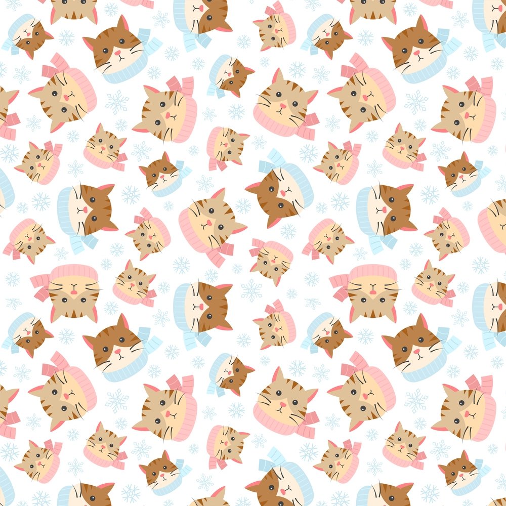 Winter Cats Fabric - Multi