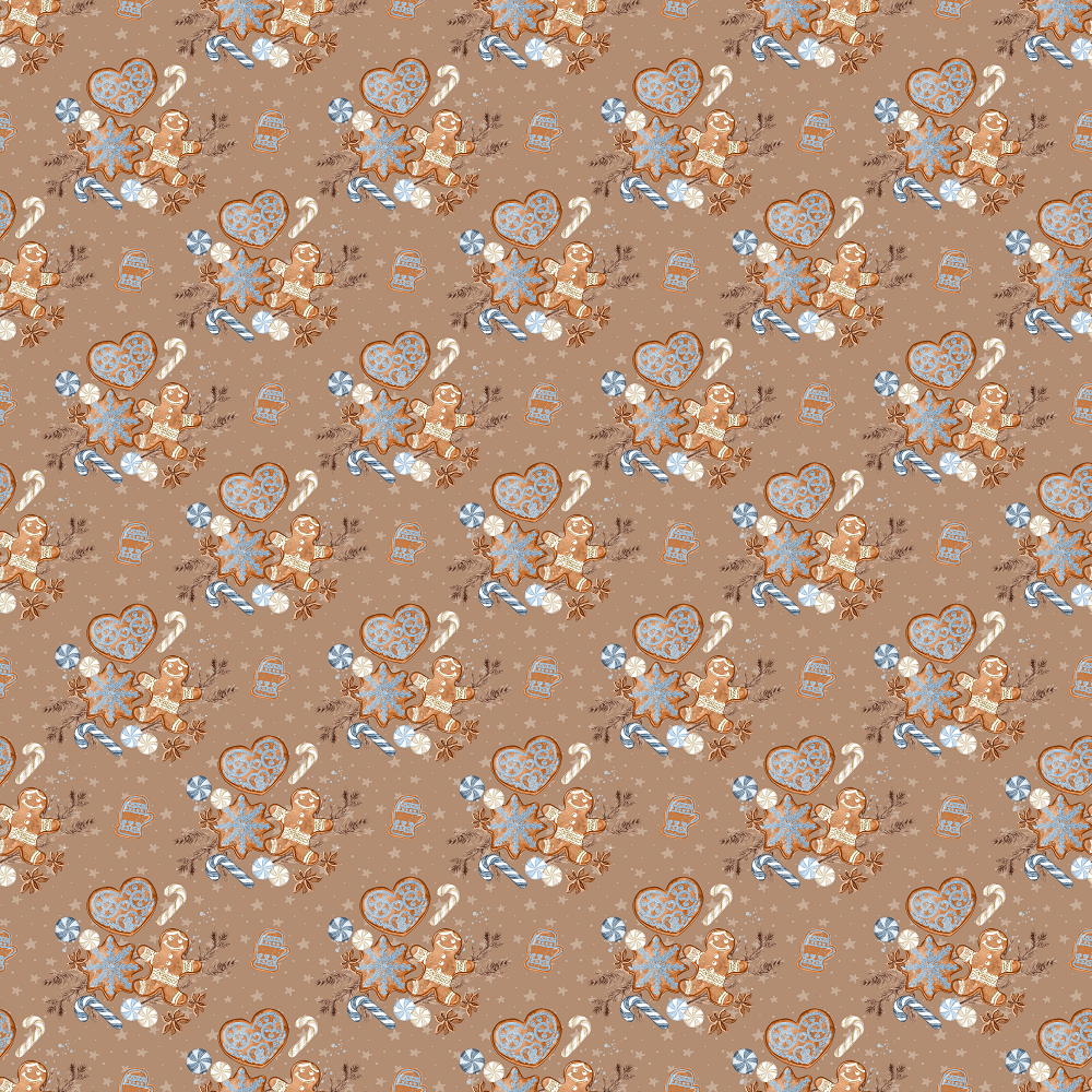 Winter Cookies & Candy Fabric - Brown