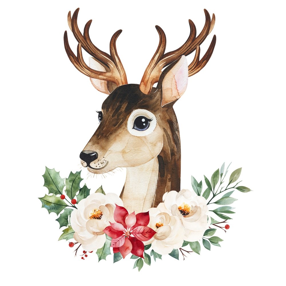 Winter Deer Fabric Panel
