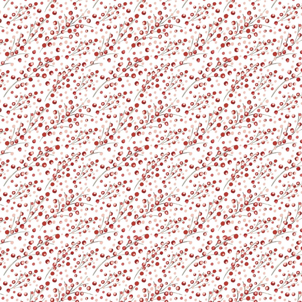 Christmas Berries Fabric - Red