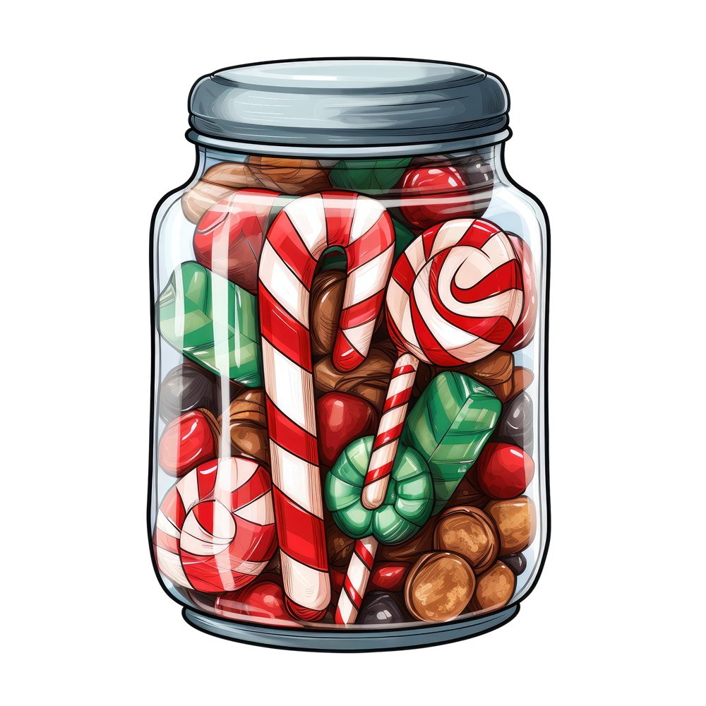 Christmas Candy Jar #11 Fabric Panel