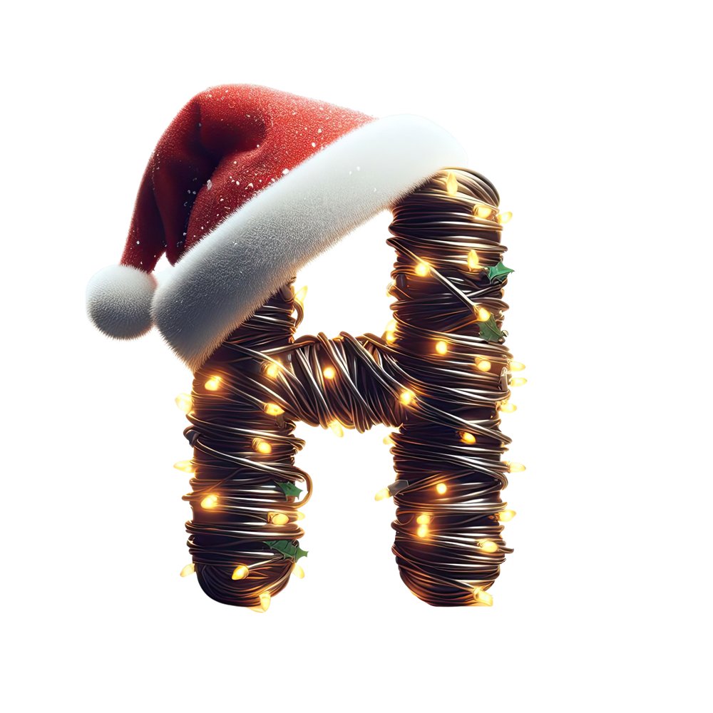 Christmas Lights Wrapped Letter ''H'' Fabric Panel