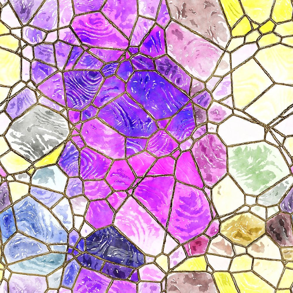 Watercolor Stained Glass #4 Fabric