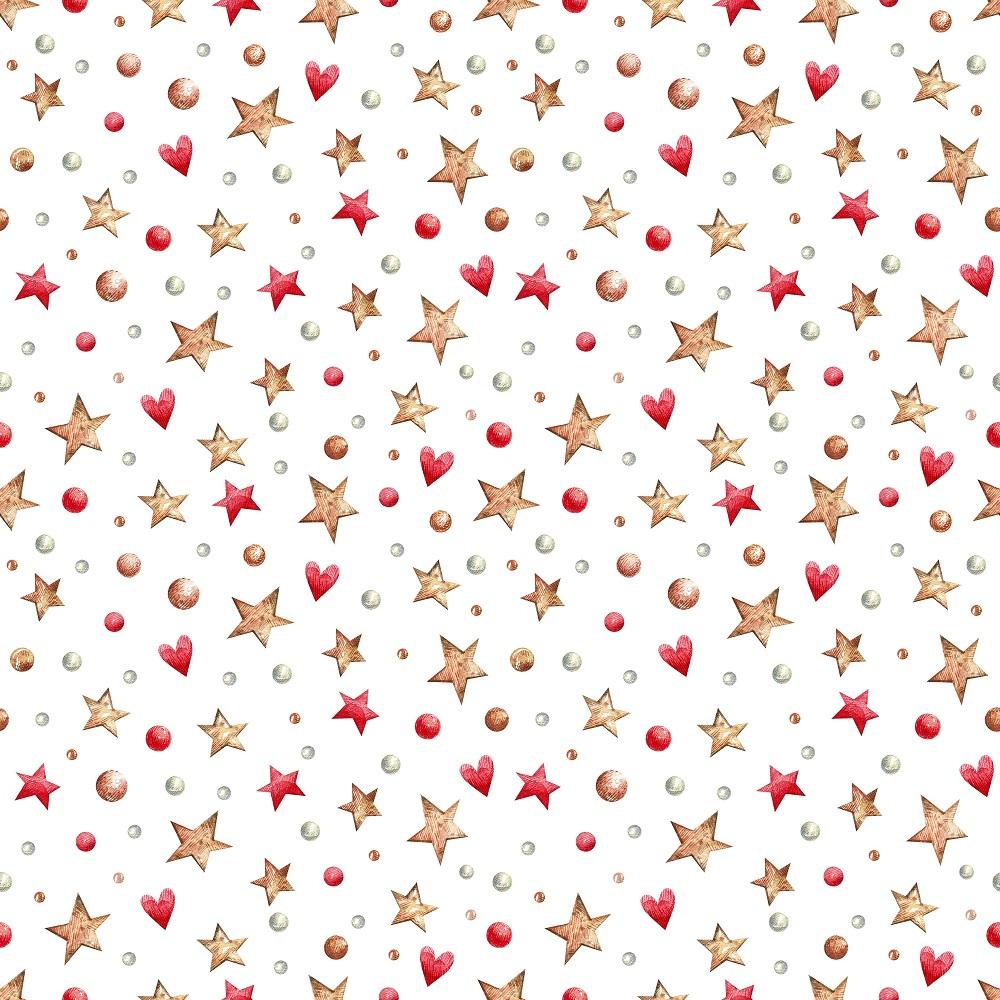 Watercolor Stars & Hearts Fabric