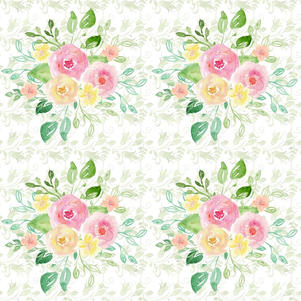 Wild Flower Bouquet on Vine Fabric