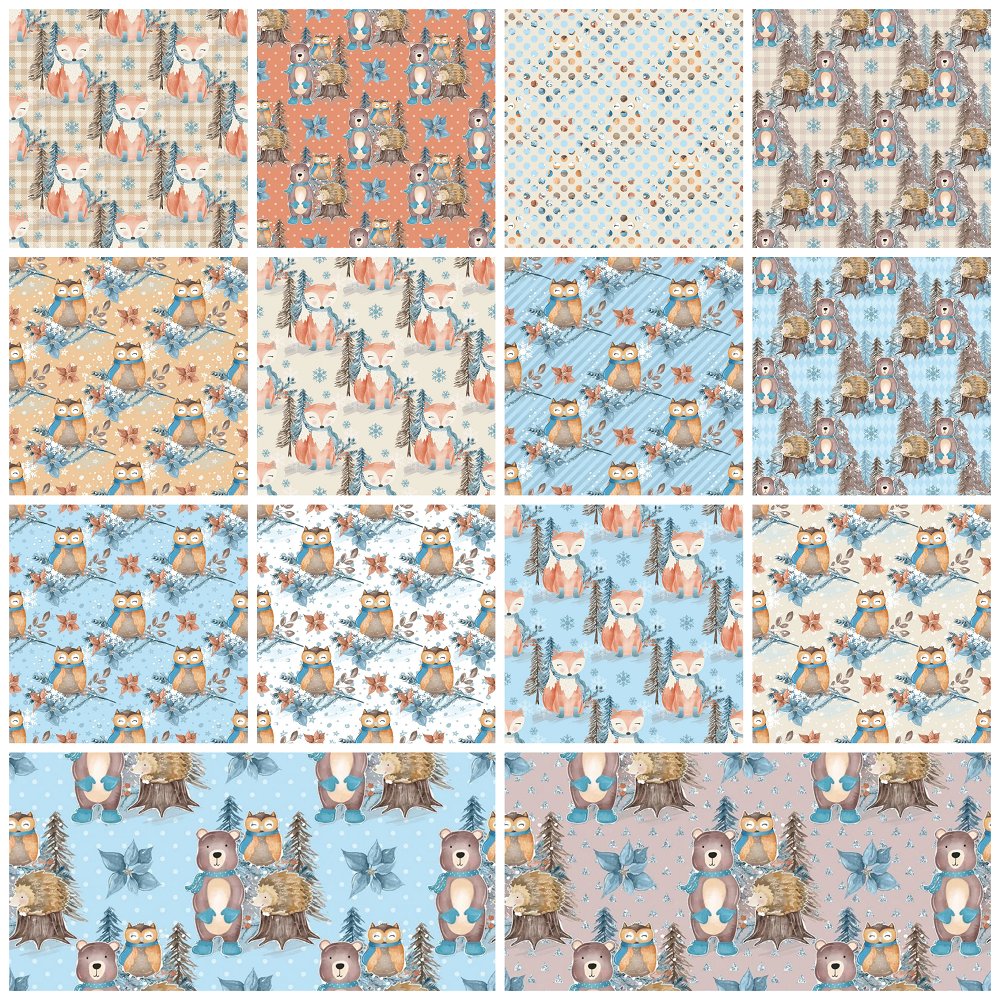 Winter Animals Fat Quarter Bundle - 14 Pieces