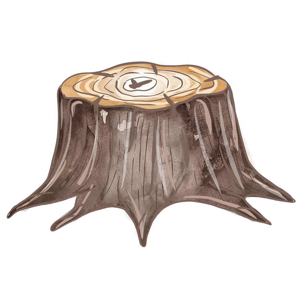 Winter Animals Tree Stump Fabric Panel