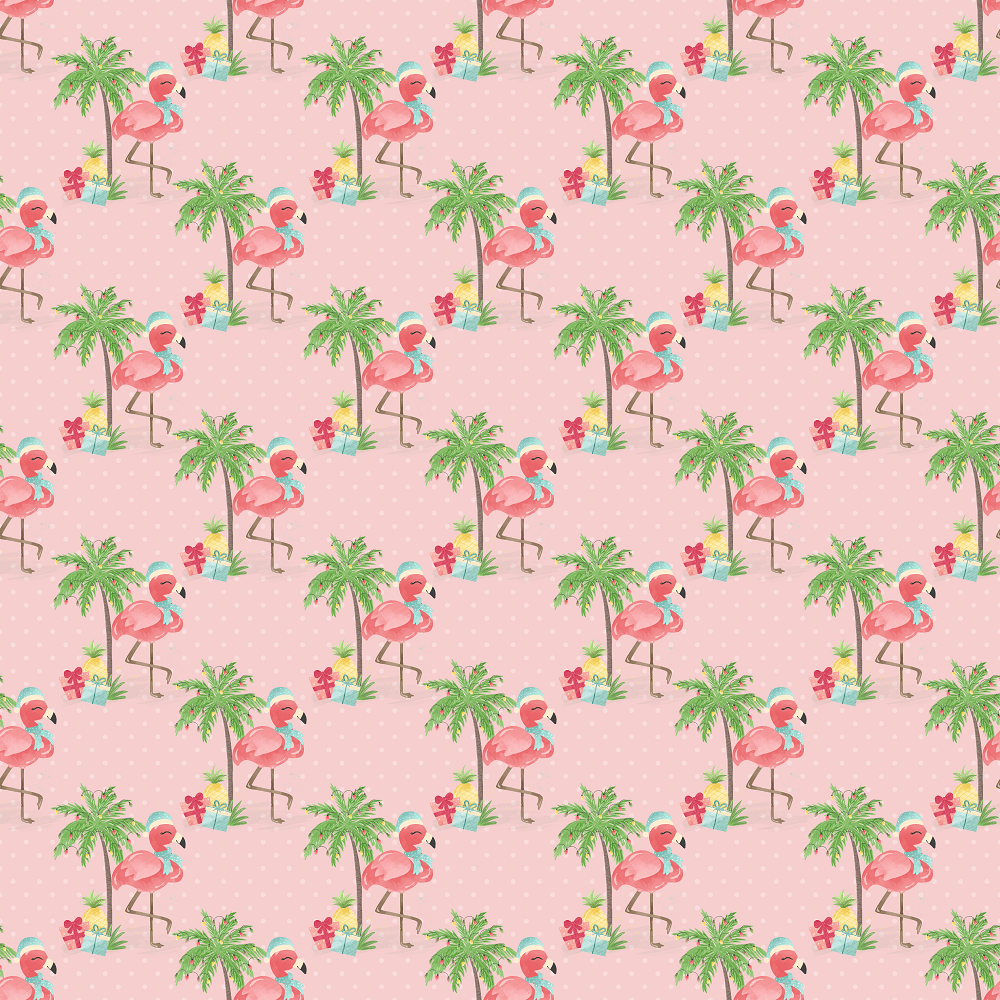 Christmas Flamingos Fabric - Pink