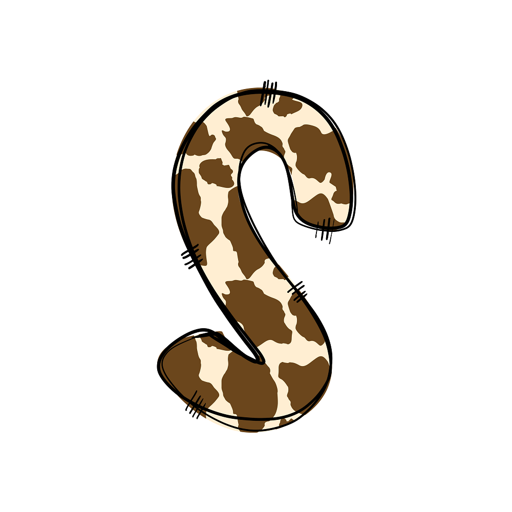 Western Cowboy ''S'' Cow Print Fabric Panel