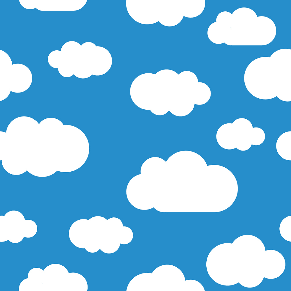 White Clouds Fabric - Blue