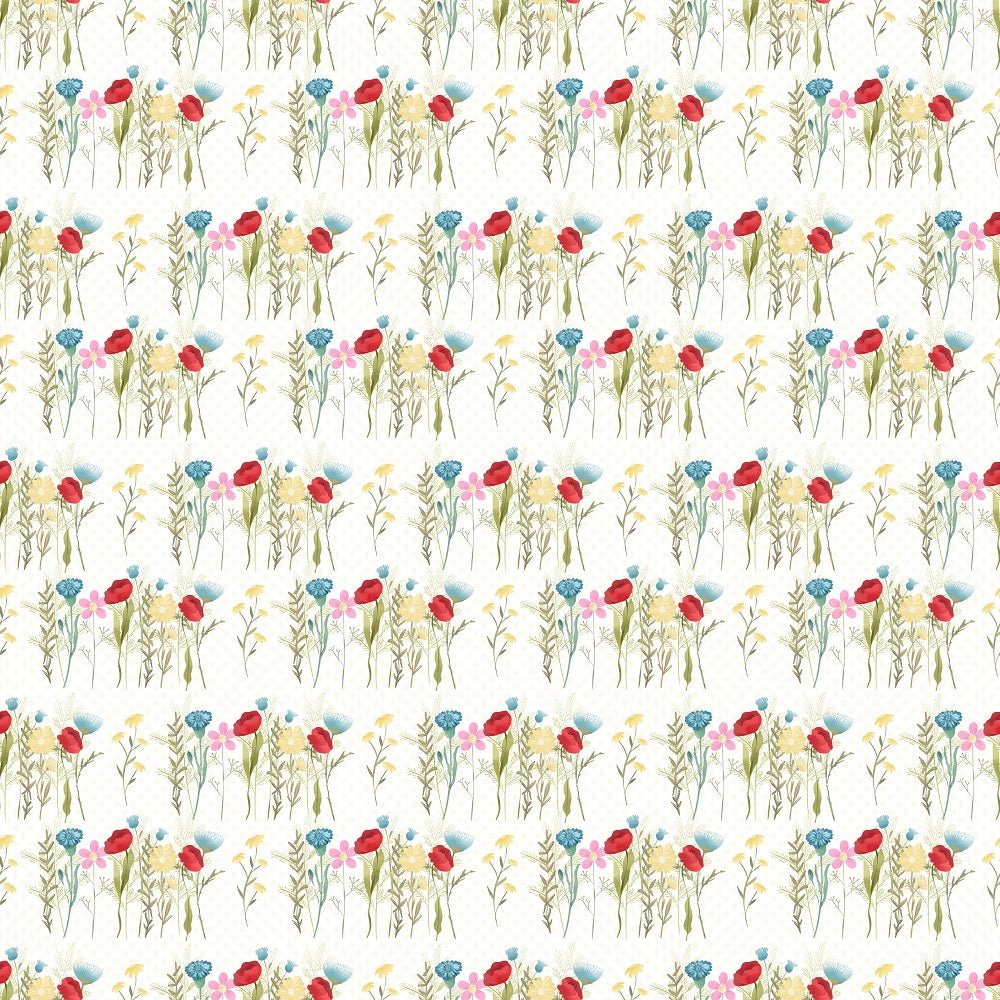 Wild Flowers Group Fabric - White
