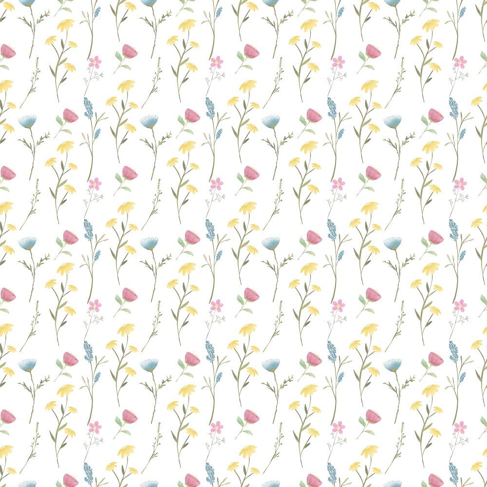 Wild Flowers Singles Fabric - White